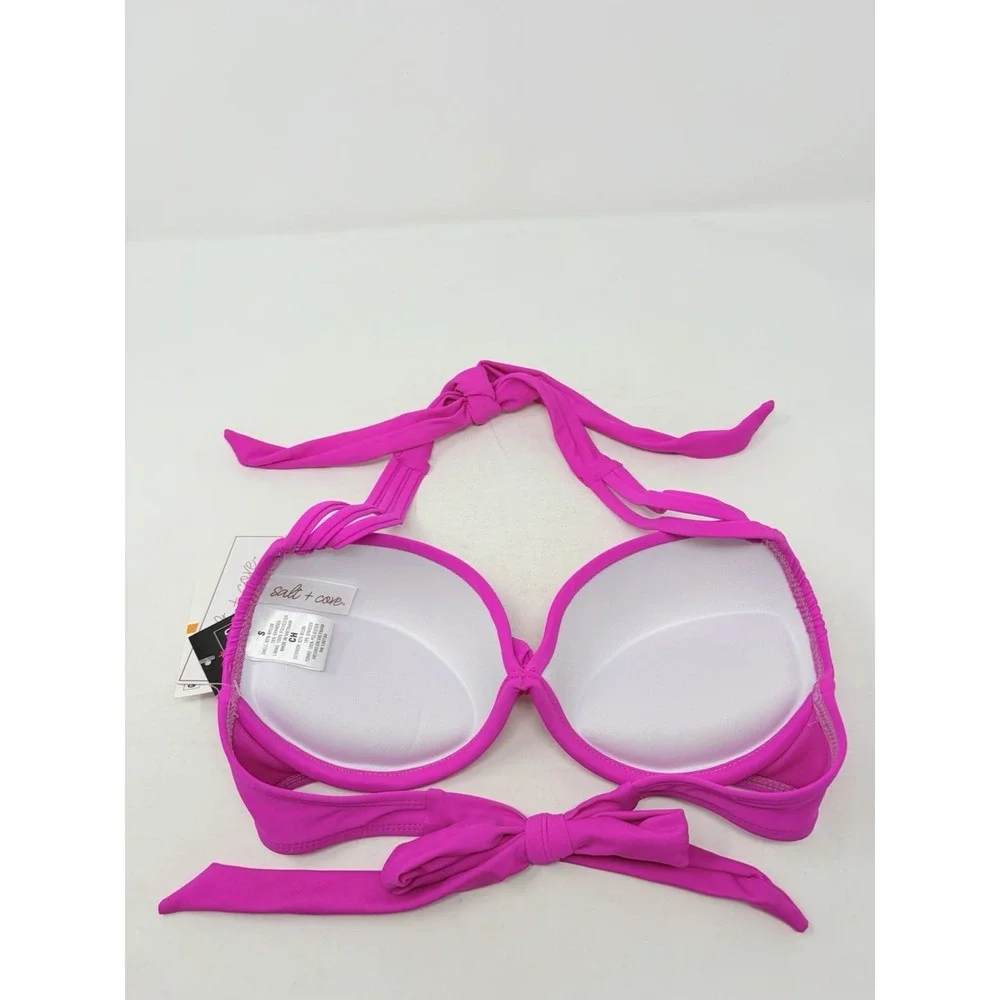 Salt + Cove Juniors Size Small Strappy Underwire Push-Up Bikini Top in Pink 1833